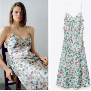 Zara Side Ruching Printed Slip Dress
